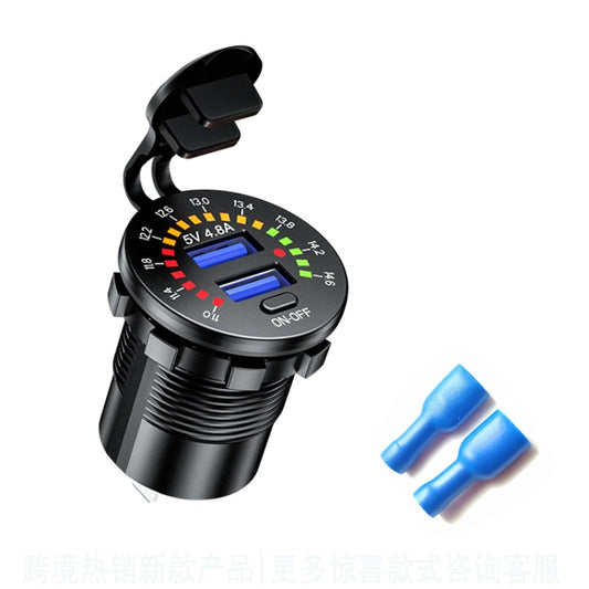 Car Motorcycle Ship Modified With Colorful Screen Display USB Dual QC3.0 Fast Charge Car Charger, Model: P20-B With Terminal - DIY Modified Charger by PMC Jewellery | Online Shopping South Africa | PMC Jewellery