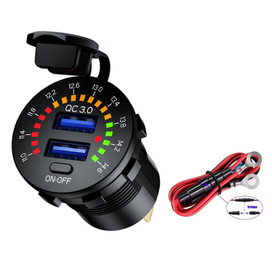 Car Motorcycle Ship Modified With Colorful Screen Display USB Dual QC3.0 Fast Charge Car Charger, Model: P20-A With 60cm Line - DIY Modified Charger by PMC Jewellery | Online Shopping South Africa | PMC Jewellery