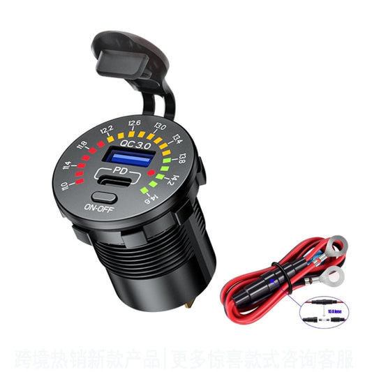 Car Motorcycle Ship Modified With Colorful Screen Display USB Dual QC3.0 Fast Charge Car Charger, Model: P20-C With 60cm Line - DIY Modified Charger by PMC Jewellery | Online Shopping South Africa | PMC Jewellery