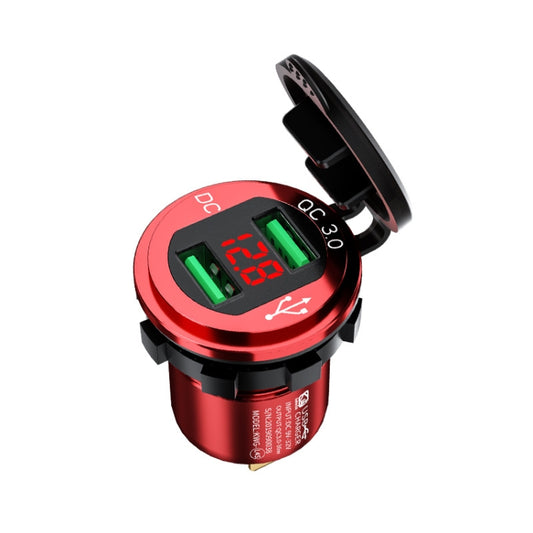 Car Motorcycle Modified USB Charger QC3.0 Metal Waterproof Fast Charge(Red Shell Red Light) - DIY Modified Charger by PMC Jewellery | Online Shopping South Africa | PMC Jewellery