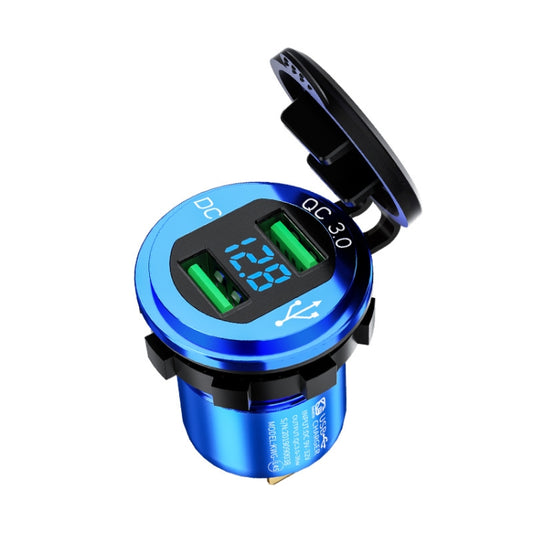 Car Motorcycle Modified USB Charger QC3.0 Metal Waterproof Fast Charge(Blue Shell Blue Light)) - DIY Modified Charger by PMC Jewellery | Online Shopping South Africa | PMC Jewellery