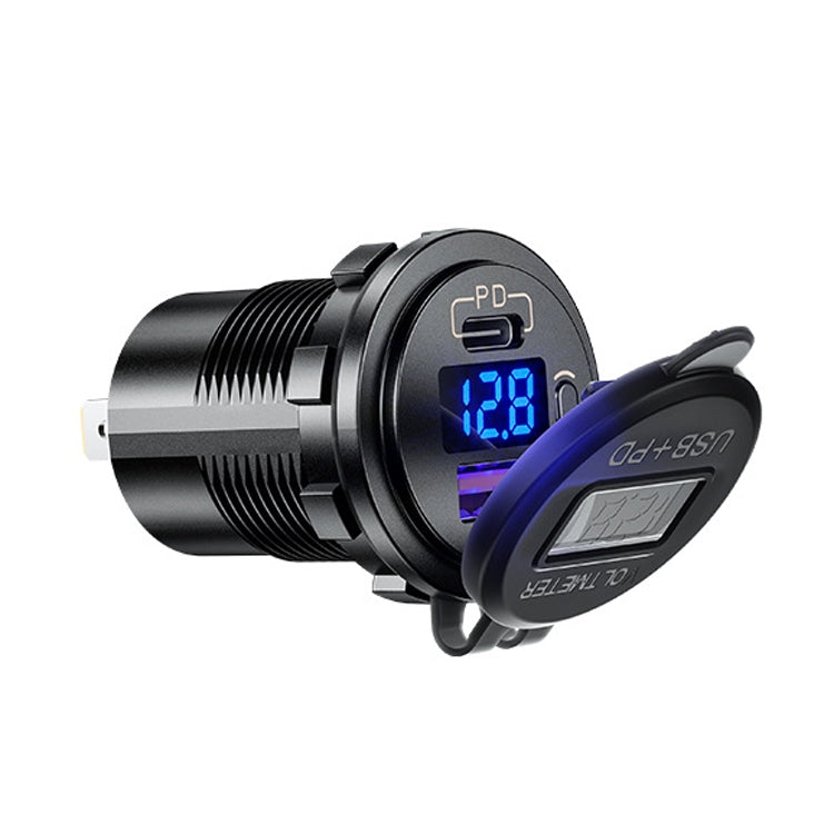 12V Modified Car USB Charger With Voltage Display PD QC3.0 Socket(With Terminal Green Light) - DIY Modified Charger by PMC TechLife | Online Shopping South Africa | PMC TechLife