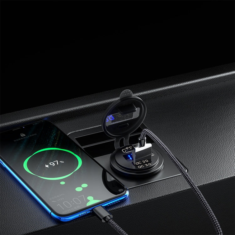 12V Modified Car USB Charger With Voltage Display PD QC3.0 Socket(With Terminal Green Light) - DIY Modified Charger by PMC TechLife | Online Shopping South Africa | PMC TechLife