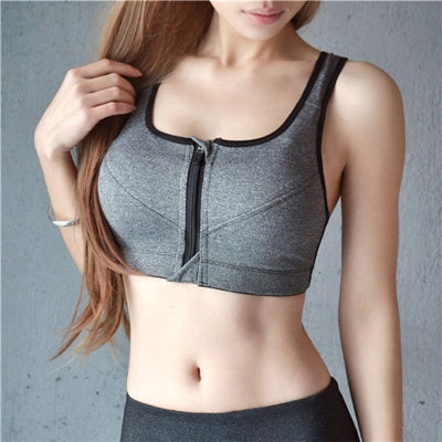 7 Color Fitness Yoga Push Up Sports Bra Women Gym Running Padded Tank Top Athletic Vest Underwear Shockproof Zipper Sports Bra, Size:M (Gray) - Ladies Underwear by PMC Jewellery | Online Shopping South Africa | PMC Jewellery