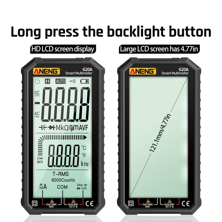 ANENG 620A Full Screen Smart Digital Multimeter(Black) - free shipping - PMC TechLife - Order now!