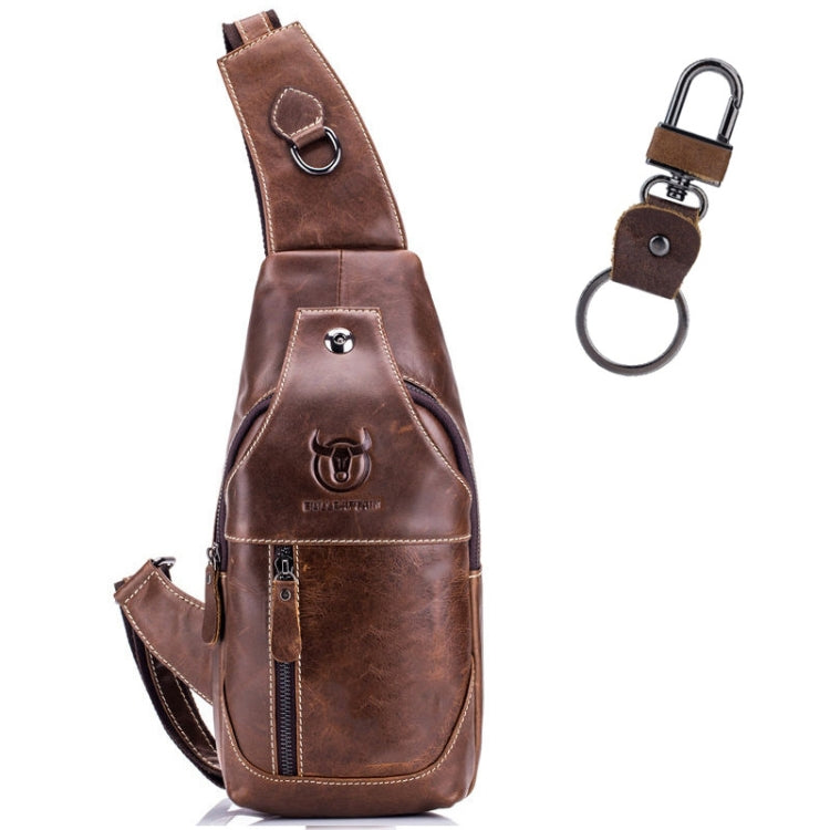 BULL CAPTAIN 019 Retro Men Leather Crossbody Shoulder Bag First-Layer Cowhide Chest Bag, Colour: Chestnut Brown + Buckle - Single-shoulder Bags by BULL CAPTAIN | Online Shopping South Africa | PMC Jewellery