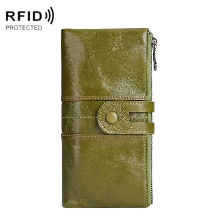 Retro Ladies RFID Wallet Leather Long Mobile Phone Bag(Green) - Antimagnetic RFID Package by PMC Jewellery | Online Shopping South Africa | PMC Jewellery | Buy Now Pay Later Mobicred