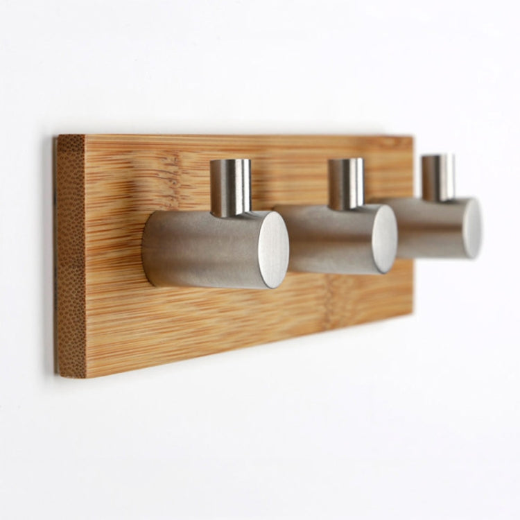 Stainless Steel Bamboo Wood Three Row Hook Kitchen Bathroom Door Adhesive Hook(Three Hook) - Shelf & Hooks by PMC TechLife | Online Shopping South Africa | PMC TechLife