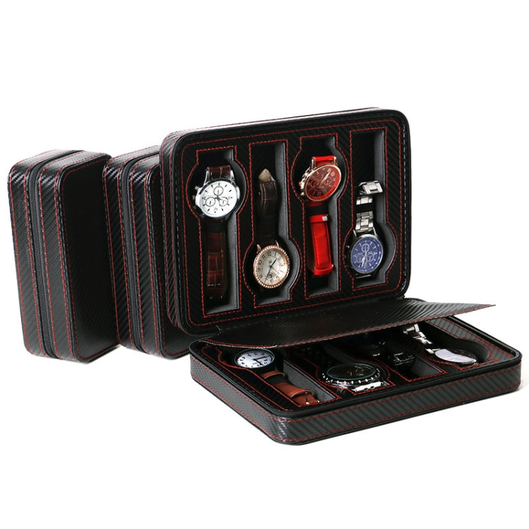 PU Leather Full Carbon Fiber Zipper Watch Bag Watch Storage Display Box, Style:  08 Watch Position - Watch Storages by PMC Jewellery | Online Shopping South Africa | PMC Jewellery | Buy Now Pay Later Mobicred