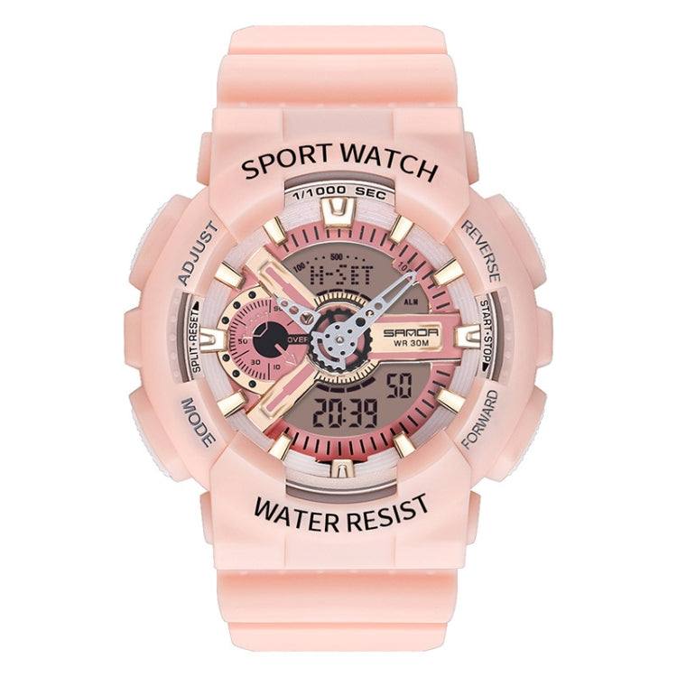 SANDA Outdoor Leisure Waterproof Multifunctional Luminous Electronic Watch(Sakurami Pink Men) - Silicone Strap Watches by SANDA | Online Shopping South Africa | PMC Jewellery | Buy Now Pay Later Mobicred