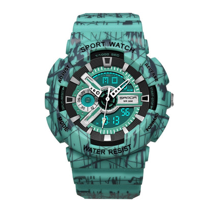 SANDA Three-Pin Luminous Outdoor Waterproof Multifunctional Couple Electronic Watch(Men Line Blue) - Couple Watches by SANDA | Online Shopping South Africa | PMC Jewellery | Buy Now Pay Later Mobicred