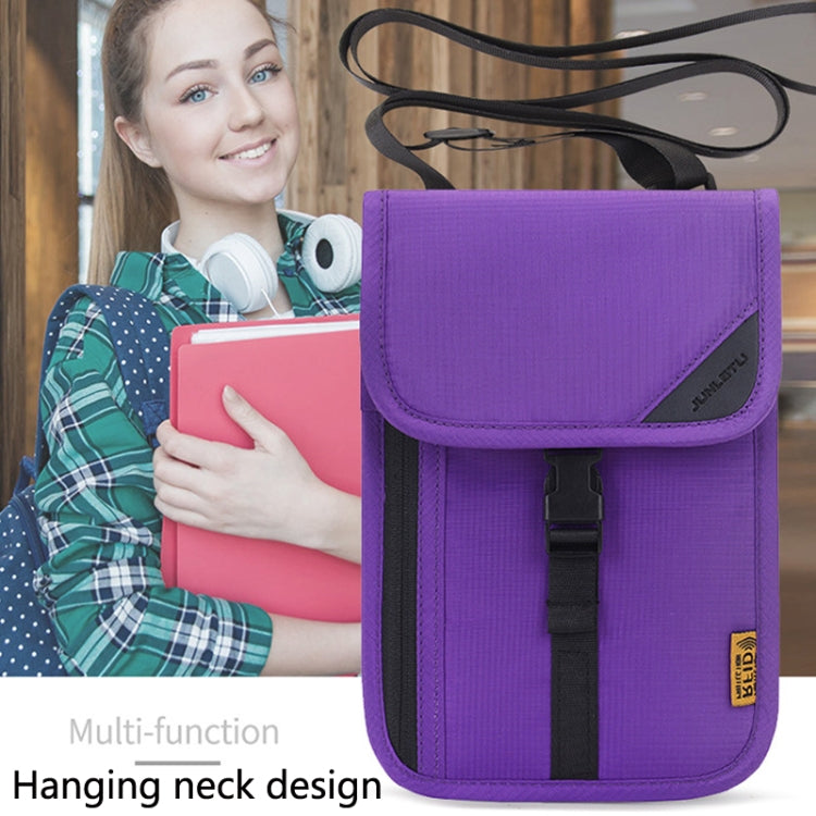 1062 Travel Passport Bag RFID Multi-Function Document Holder Hanging Neck Ticket Protective Case(Rose Red) - Antimagnetic RFID Package by PMC Jewellery | Online Shopping South Africa | PMC Jewellery | Buy Now Pay Later Mobicred