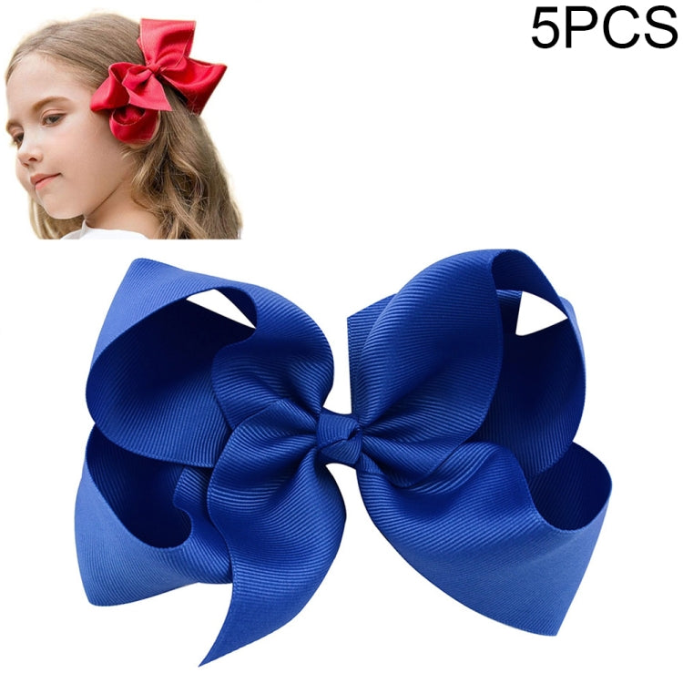 5 PCS 6 Inch Colorful Kids Girls Big Solid Ribbon Hair Bow Clips(6) - Head Bands by PMC Jewellery | Online Shopping South Africa | PMC Jewellery