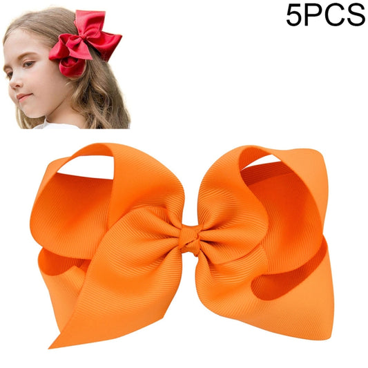 5 PCS 6 Inch Colorful Kids Girls Big Solid Ribbon Hair Bow Clips(9) - Head Bands by PMC Jewellery | Online Shopping South Africa | PMC Jewellery