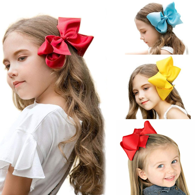 5 PCS 6 Inch Colorful Kids Girls Big Solid Ribbon Hair Bow Clips(9) - Head Bands by PMC Jewellery | Online Shopping South Africa | PMC Jewellery