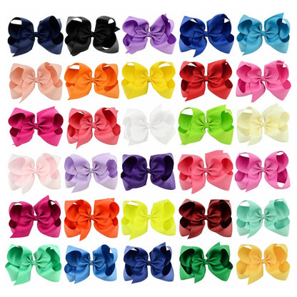 5 PCS 6 Inch Colorful Kids Girls Big Solid Ribbon Hair Bow Clips(9) - Head Bands by PMC Jewellery | Online Shopping South Africa | PMC Jewellery