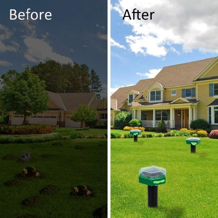 Outdoor Hexagonal Solar Ultrasonic Mole Repeller Inserted Into The Lawn Outdoor Animal Repeller(Green) - Outdoor Insect Repellent by PMC TechLife | Online Shopping South Africa | PMC TechLife | Buy Now Pay Later Mobicred