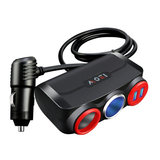 Car Cigarette Lighter Multi-Function Mobile Phone Charging USB Car Charge 12/24V Adapter Plug(Black Red) - Car Charger by PMC Jewellery | Online Shopping South Africa | PMC Jewellery
