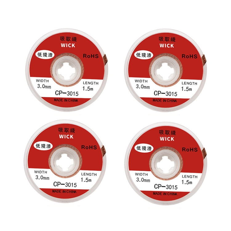 4 PCS Silk Wire Deficiency Tin With Low Residue Strip BGA To Remove Tin Welding Strip Electronic Maintenance Welding Material, Model: CP-3015 3.0mm x 1.5m - Welding Wire by PMC Jewellery | Online Shopping South Africa | PMC Jewellery