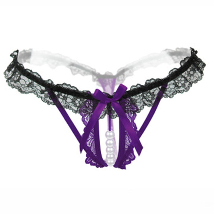 3 PCS Lady Pierced Sexy Panties Temptation Lace Translucent T Underwear(Purple) - Ladies Underwear by PMC Jewellery | Online Shopping South Africa | PMC Jewellery