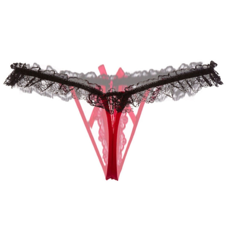 3 PCS Lady Pierced Sexy Panties Temptation Lace Translucent T Underwear(Black) - Ladies Underwear by PMC Jewellery | Online Shopping South Africa | PMC Jewellery