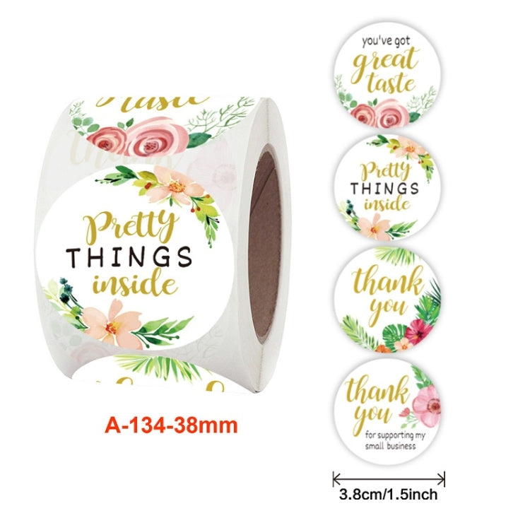 Roll Floral Thank You Stickers Wedding Party Decoration Stickers, Size: 3.8cm / 1.5 Inch(A-134-38mm) - Sticker & Tags by PMC Jewellery | Online Shopping South Africa | PMC Jewellery