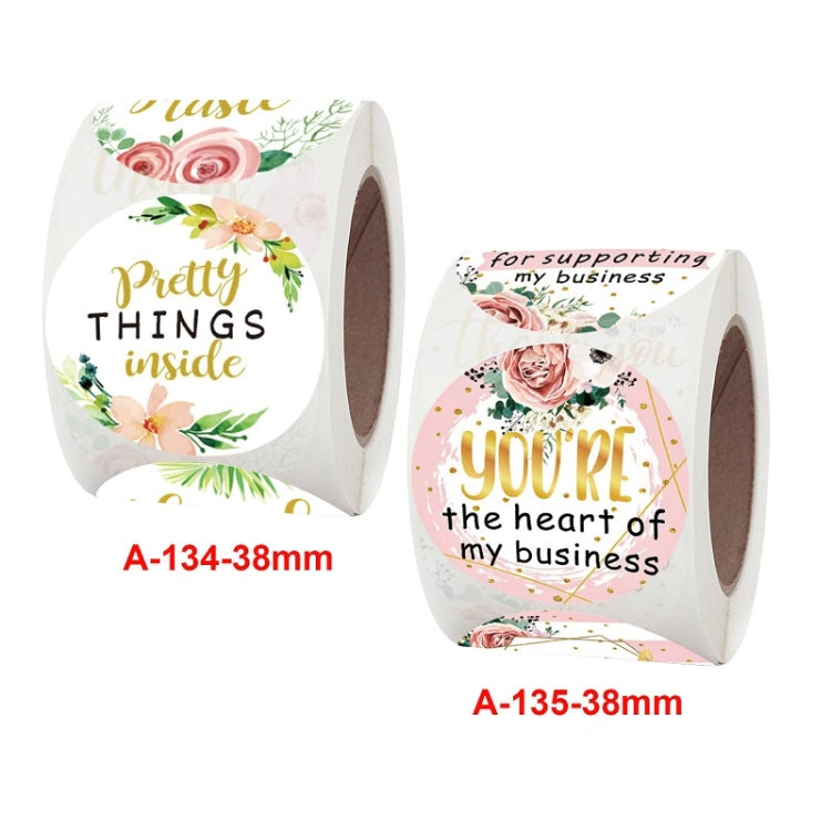 Roll Floral Thank You Stickers Wedding Party Decoration Stickers, Size: 3.8cm / 1.5 Inch(A-134-38mm) - Sticker & Tags by PMC Jewellery | Online Shopping South Africa | PMC Jewellery