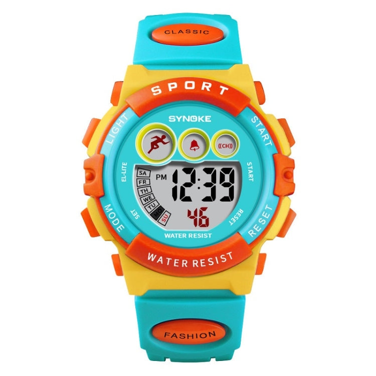 SYNOKE 9802 Children Sports Waterproof Digital Watch(Blue Orange) - Silicone Strap Watches by SYNOKE | Online Shopping South Africa | PMC Jewellery | Buy Now Pay Later Mobicred