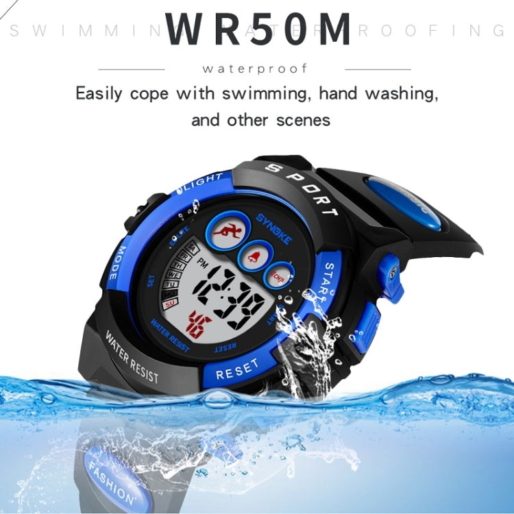 SYNOKE 9802 Children Sports Waterproof Digital Watch(Blue White) - Silicone Strap Watches by SYNOKE | Online Shopping South Africa | PMC Jewellery | Buy Now Pay Later Mobicred