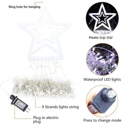 10LM 350 LED Star Waterfall Light Christmas Tree String Lights Outdoor Meteor Light, Plug Spec: US Plug(RGB Light) - Decoration Lamps by PMC Jewellery | Online Shopping South Africa | PMC Jewellery