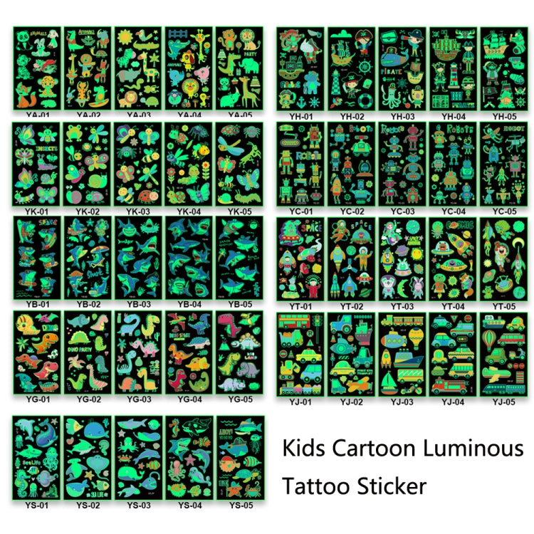 20 PCS Y01-05 Kids Cartoon Luminous Tattoo Sticker Waterproof And Sweat Proof Party Activity Face Sticker(Animal) - Sticker by PMC Jewellery | Online Shopping South Africa | PMC Jewellery