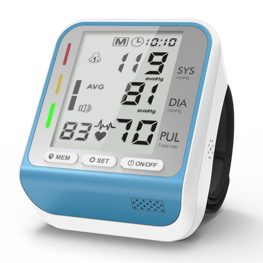 JZ-253A Automatic Electronic Sphygmomanometer Smart Wrist Type Indicator Blood Pressure Meter, Shape: No Voice Broadcast(Blue White) - Sphygmomanometer by PMC Jewellery | Online Shopping South Africa | PMC Jewellery