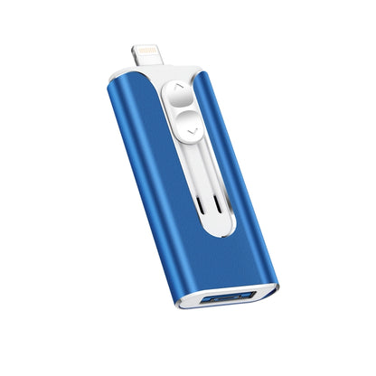 32GB Micro USB + 8 Pin + USB 2.0 3 in 1 Mobile Phone Computer U-Disk(Blue) - U Disk & Card Reader by PMC Jewellery | Online Shopping South Africa | PMC Jewellery