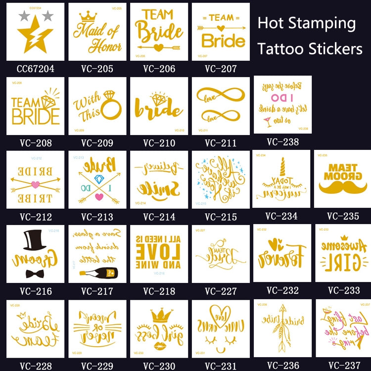 20 PCS Waterproof Bachelor Party Hot Stamping Wedding Bridal Tattoo Stickers(VC-211) - Sticker by PMC Jewellery | Online Shopping South Africa | PMC Jewellery