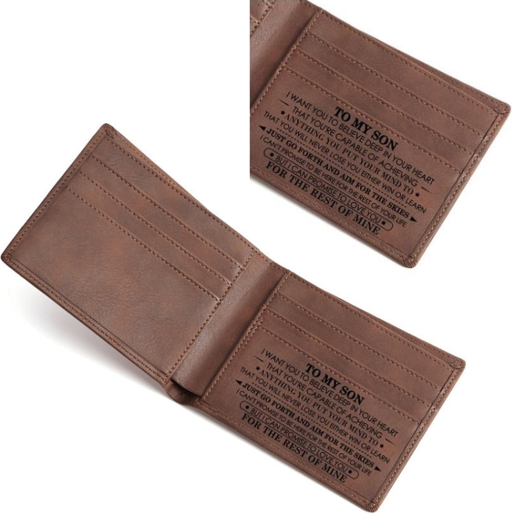 Vintage PU Leather Men Lettering Wallet(01 To Son) - Wallets by PMC TechLife | Online Shopping South Africa | PMC TechLife