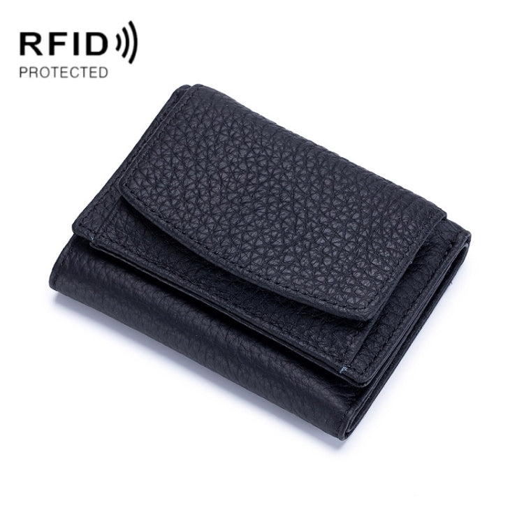CL-2753 Leather RFID Short Coin Purse Wallet(Black) - free shipping - PMC TechLife - Order now!