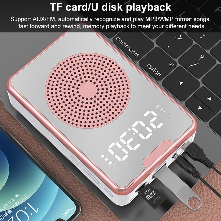 ZXL-H3 Portable Teaching Microphone Amplifier with Time Display, Spec: Wireless Version (Rose Gold) - Loudspeaker by PMC TechLife | Online Shopping South Africa | PMC TechLife
