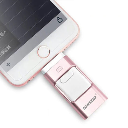 256GB Type-C + 8 Pin + USB 3.0  3 In 1 OTG Metal USB Flash Drive(Rose Gold) - U Disk & Card Reader by PMC Jewellery | Online Shopping South Africa | PMC Jewellery