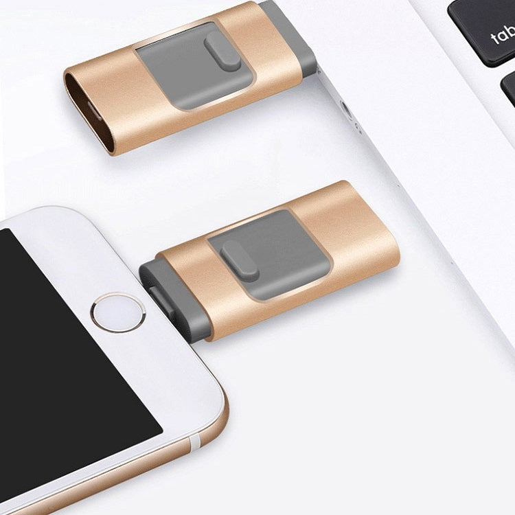 256GB Type-C + 8 Pin + USB 3.0  3 In 1 OTG Metal USB Flash Drive(Rose Gold) - U Disk & Card Reader by PMC Jewellery | Online Shopping South Africa | PMC Jewellery