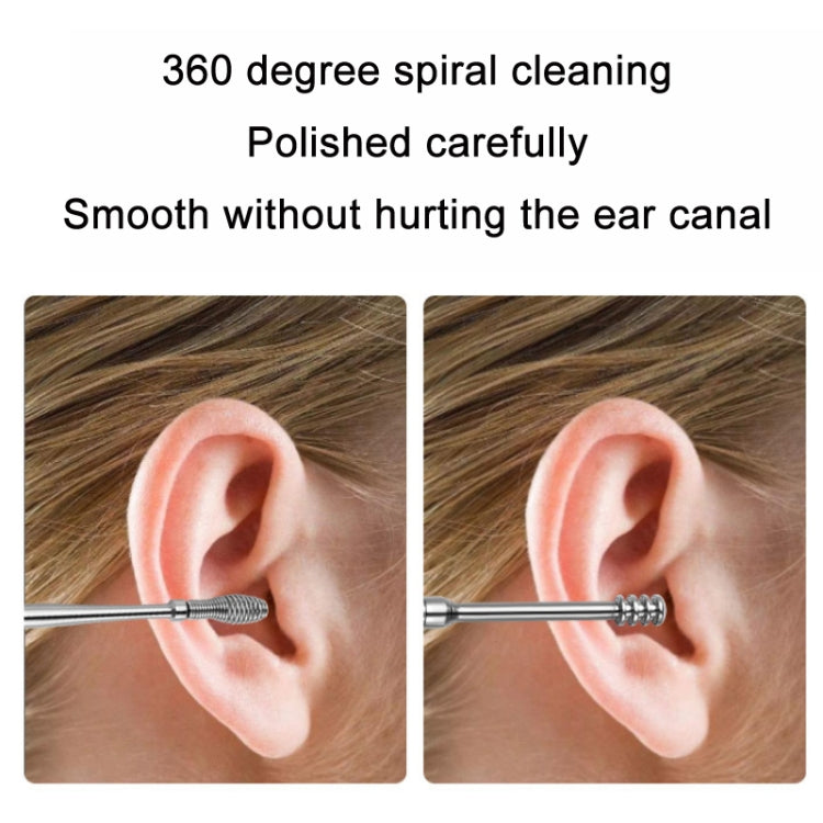 5 Sets 6 In 1 Stainless Steel Spring Spiral Portable Ear Pick, Specification: Black - Ear Care Tools by PMC Jewellery | Online Shopping South Africa | PMC Jewellery