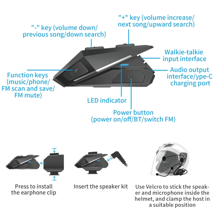 yz06 Wireless Bluetooth Helmet Headphones - Motorcycle Walkie Talkie by PMC Jewellery | Online Shopping South Africa | PMC Jewellery