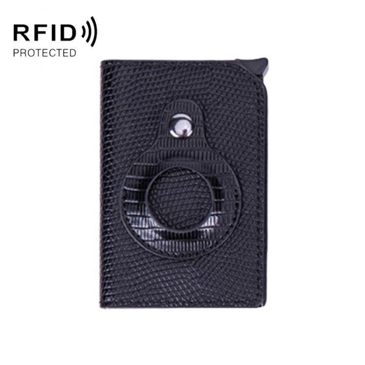 Lizard Pattern RFID Anti-Theft Card Holder With Tracker Hole For Airtag(Black) - Wallet Series by PMC Jewellery | Online Shopping South Africa | PMC Jewellery