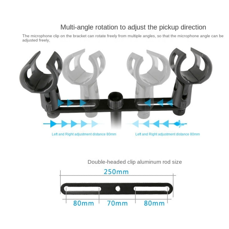 A16 Double-headed  Microphone Clip Aluminum Pole Microphone Accessories - Microphone by PMC Jewellery | Online Shopping South Africa | PMC Jewellery