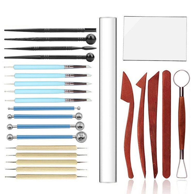 25 in 1 Soft Pottery Clay Sculpture Production Combination Art Supplies Set - Art Supplies by PMC TechLife | Online Shopping South Africa | PMC TechLife