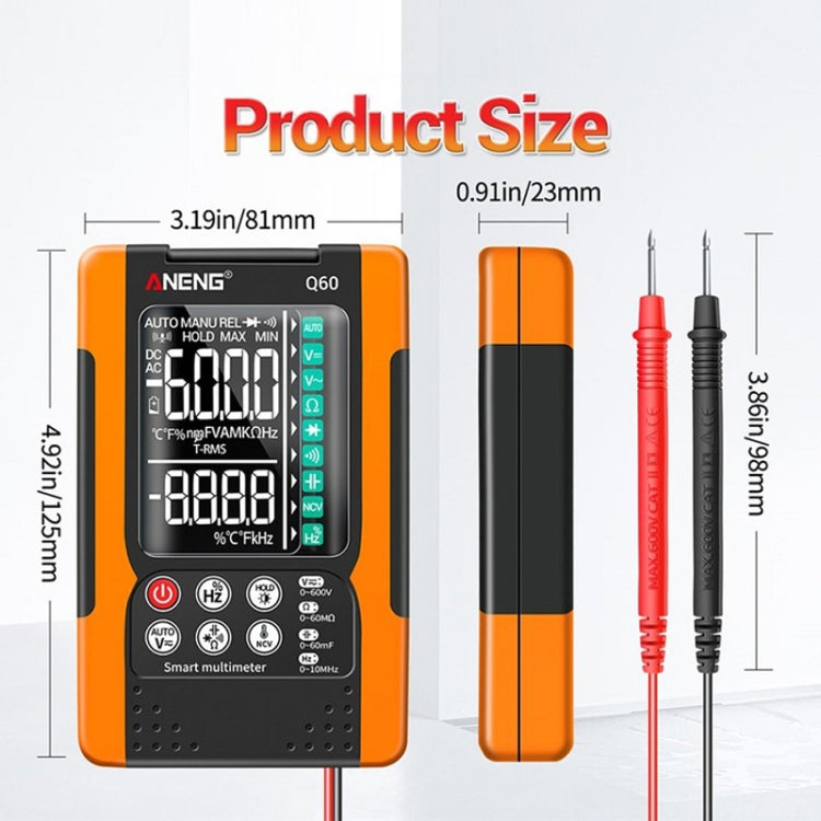 ANENG Automatic Intelligent High Precision Digital Multimeter, Specification: Q60 Intelligent(Orange) - Digital Multimeter by ANENG | Online Shopping South Africa | PMC Jewellery