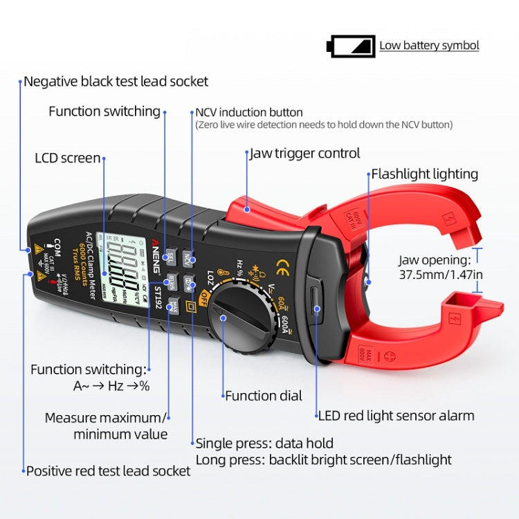 ANENG ST192 600A DC Current Multifunctional AC And DC Clamp Digital Meter - Digital Multimeter by ANENG | Online Shopping South Africa | PMC Jewellery | Buy Now Pay Later Mobicred