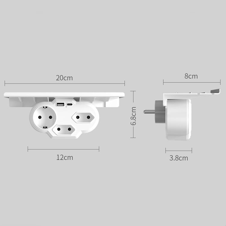 HHT610 Expansion Plug Adapter, EU Plug, Specification: With Tray No Light(White) - Plug Adaptor by PMC Jewellery | Online Shopping South Africa | PMC Jewellery