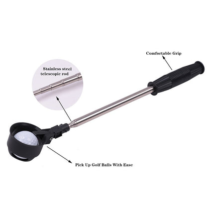 Golf 8 Sections Foldable Antenna Rod Stainless Steel Ball Picker(Black) - Golf Accessories by PMC Jewellery | Online Shopping South Africa | PMC Jewellery