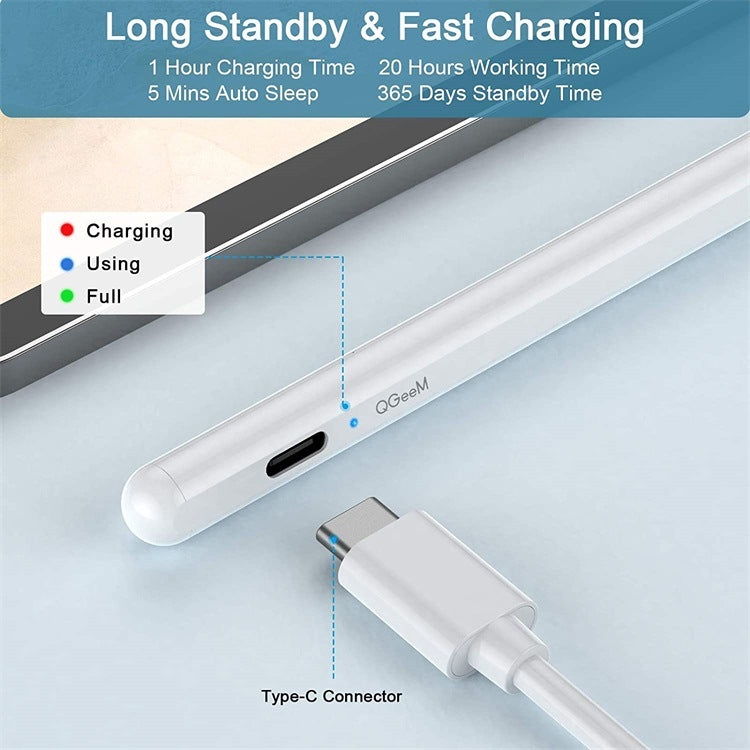 QGeeM ID706 Anti-mistouch Rechargeable Active Stylus for iPad(White) - free shipping - PMC TechLife - Order now!