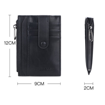 BAELLERRY  K9149  Multi-Card Buckle Zip Coin Pocket Thin Card Holder(Coffee) - Card & Passport Bags by BAELLERRY | Online Shopping South Africa | PMC Jewellery